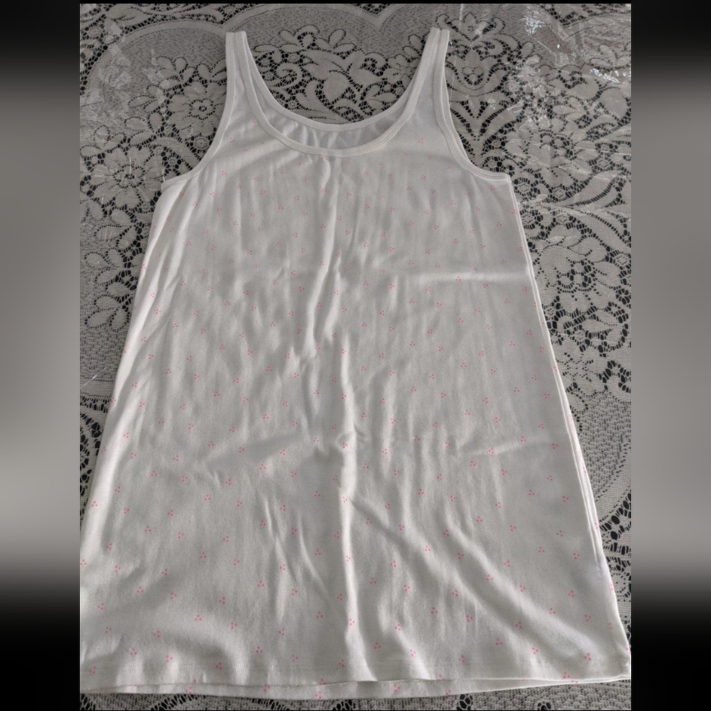 Women's Pink White Tank Top Blouse Athletic Workout Sports Coquette